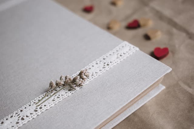 A linen-bound photo album ready to hold a child's adoption story