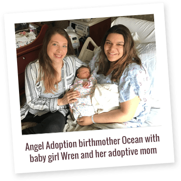 Angel Adoption birthmother Ocean with baby girl Wren and her adoptive mom