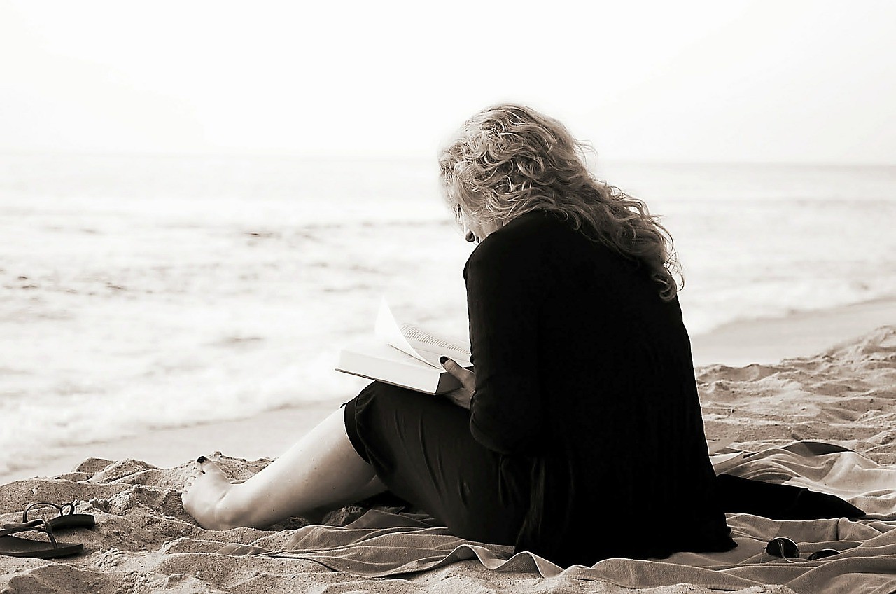 reading on beach