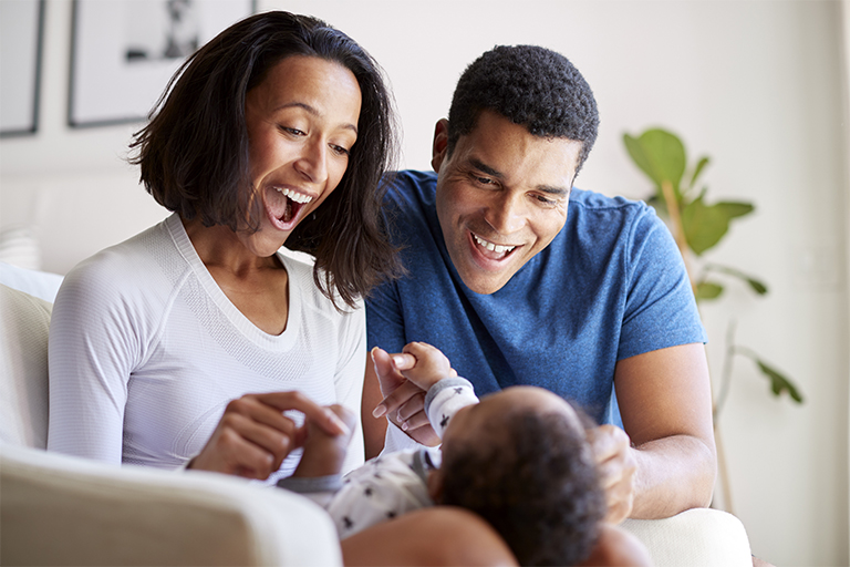 Happy family after adoption placement