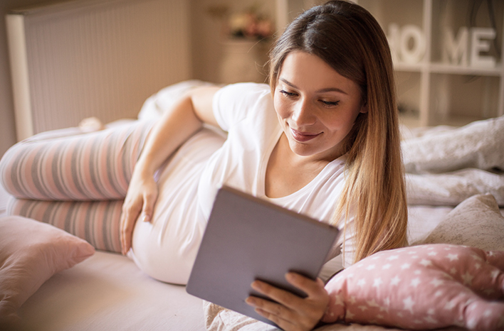 Woman watching video on iPad