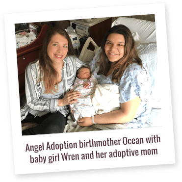 Angel Adoption birthmother Ocean with baby girl Wren and her adoptive mom